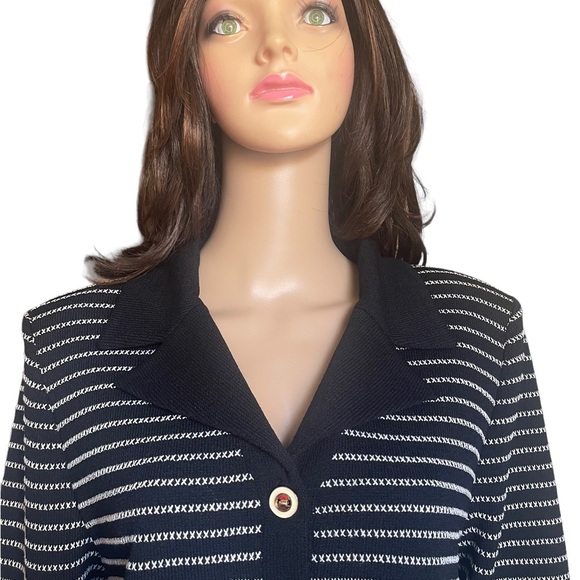 St. John collection black/White cardigan large jacket size 14 - Picture 5 of 10